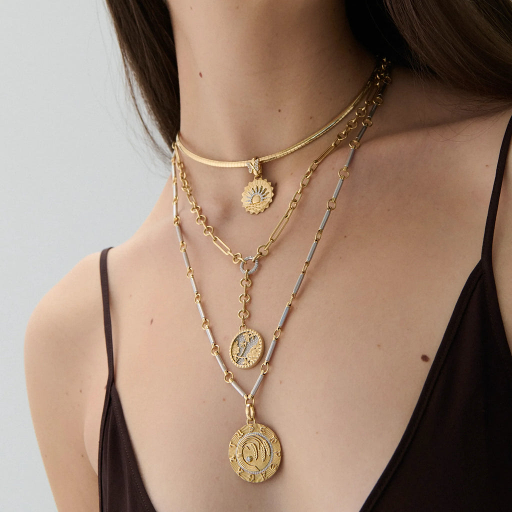 Infinite Gratitude | Braided Wheat Element Necklace | Diamonds, Mixed Gold view 2