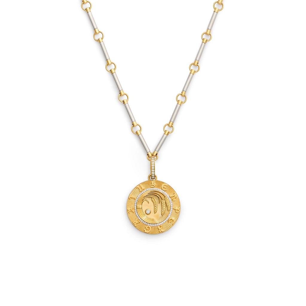 Infinite Gratitude | Braided Wheat Element Necklace | Diamonds, Mixed Gold view 1