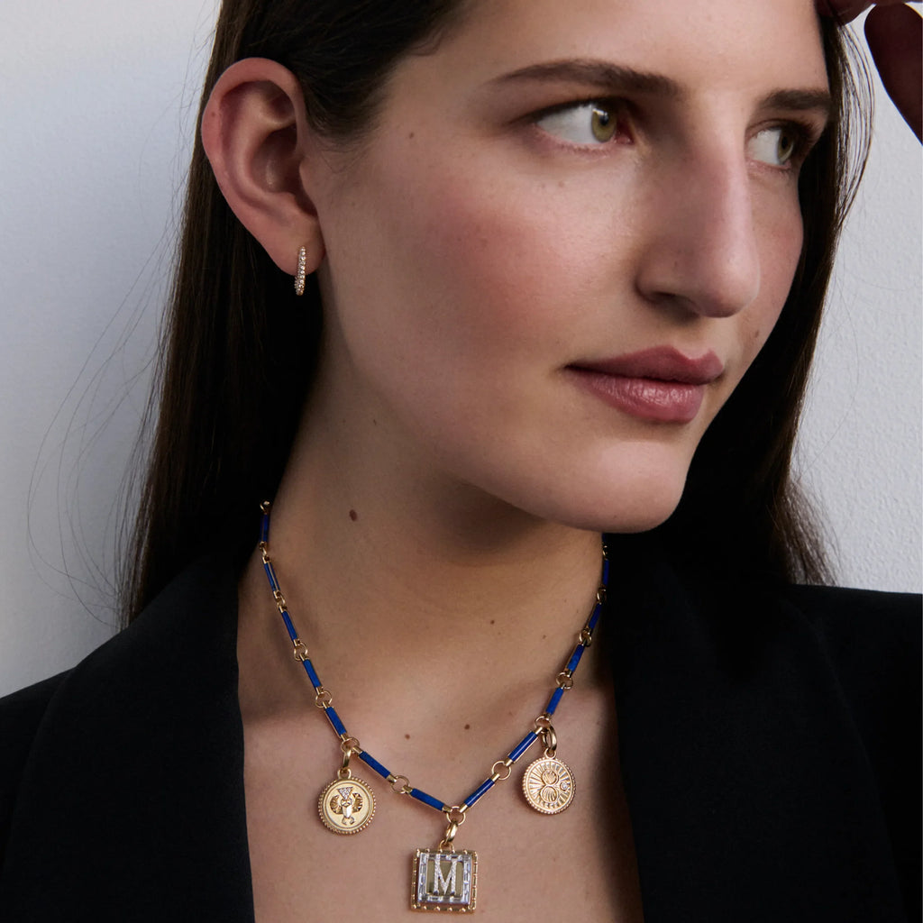 Personalized - True Love | Custom Lovestruck Pierced and Protection Element Necklace | Diamonds, Lapis, Yellow Gold view 2