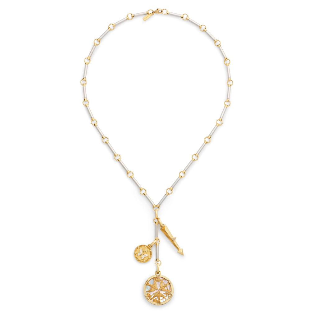 18K Mixed Gold Resilience - Reverie | Sparrow and Butterfly Element Extension Necklace | Diamonds, Mother of Pearl, Mixed Gold – FoundRae view 3