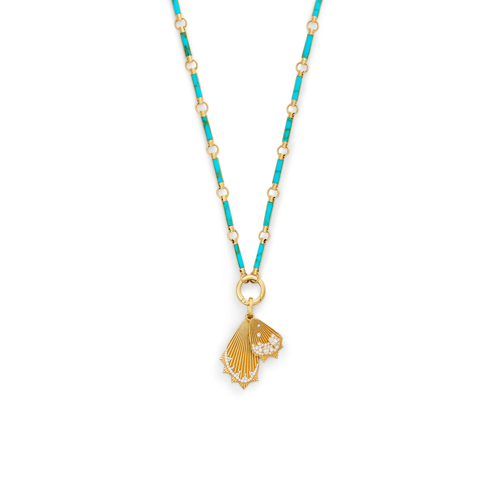 Reverie | Encrusted Butterfly Wings Element Open Chain | Diamonds, Turquoise, Yellow Gold view 1