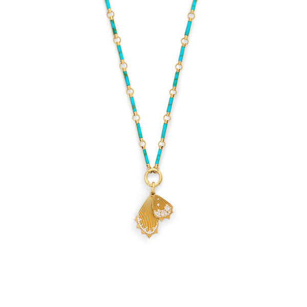 Reverie | Encrusted Butterfly Wings Element Open Chain | Diamonds, Turquoise, Yellow Gold
