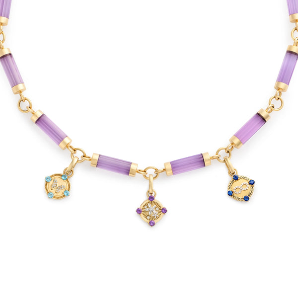 Resilience - Reverie | Blossoms and Butterfly Oversized Element Necklace | Multi-Stone, Yellow Gold