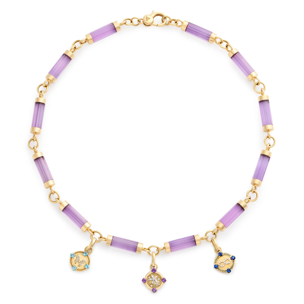 18K Yellow Gold Resilience - Reverie | Blossoms and Butterfly Oversized Element Necklace | Multi-Stone, Yellow Gold – FoundRae view 3