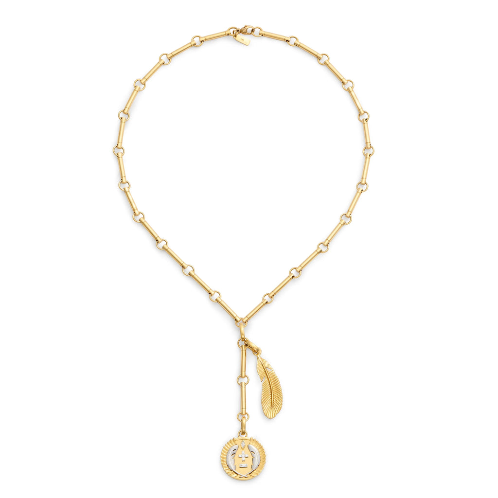 18K Mixed Gold Vivacity | Ever Growing Love and Feather Element Extension Necklace | Diamonds, Mixed Gold – FoundRae view 3