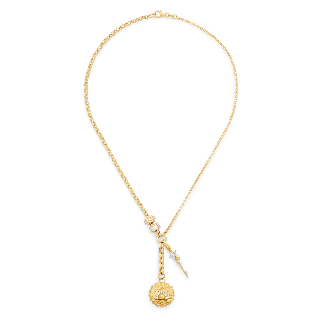 18K Yellow Gold Internal Compass - Resilience | New Beginnings and Thorn Medium Mixed Belcher Extension Necklace | Diamonds, Mixed Gold – FoundRae view 3