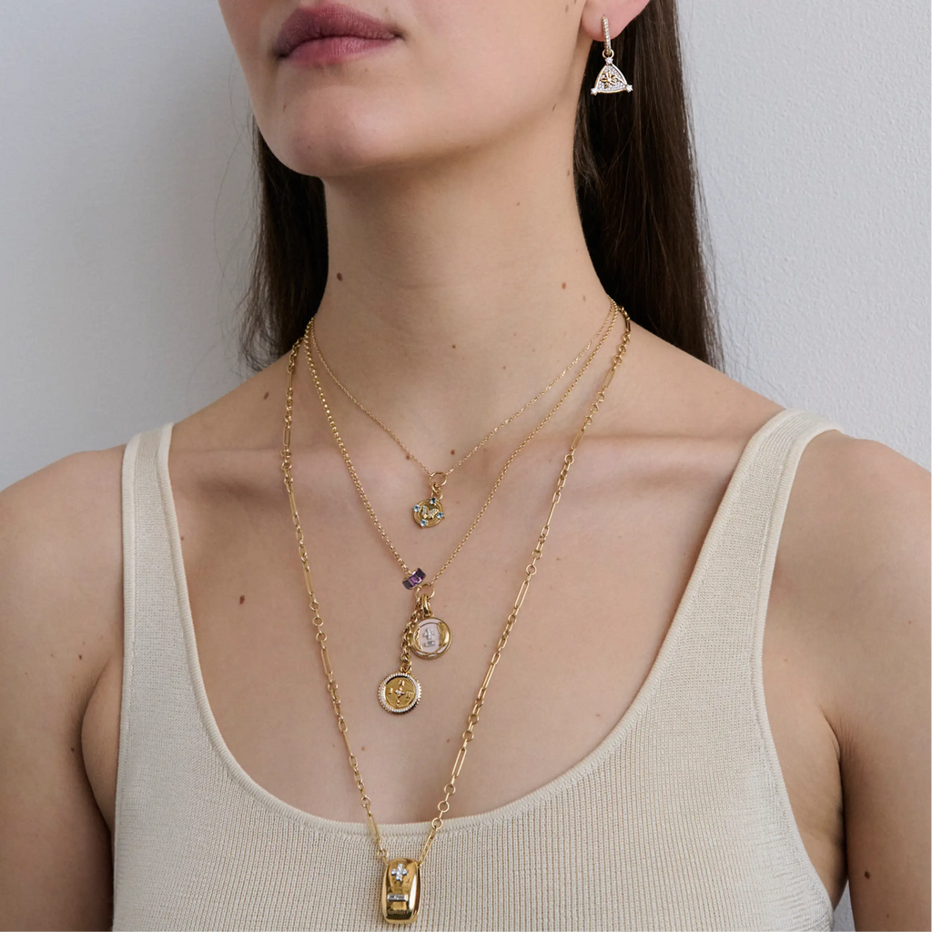 Internal Compass - Vivacity | Ceramic Ever Growing Love Small Mixed Belcher Extension Necklace | Diamonds, Blush Ceramic, Mixed Gold view 2