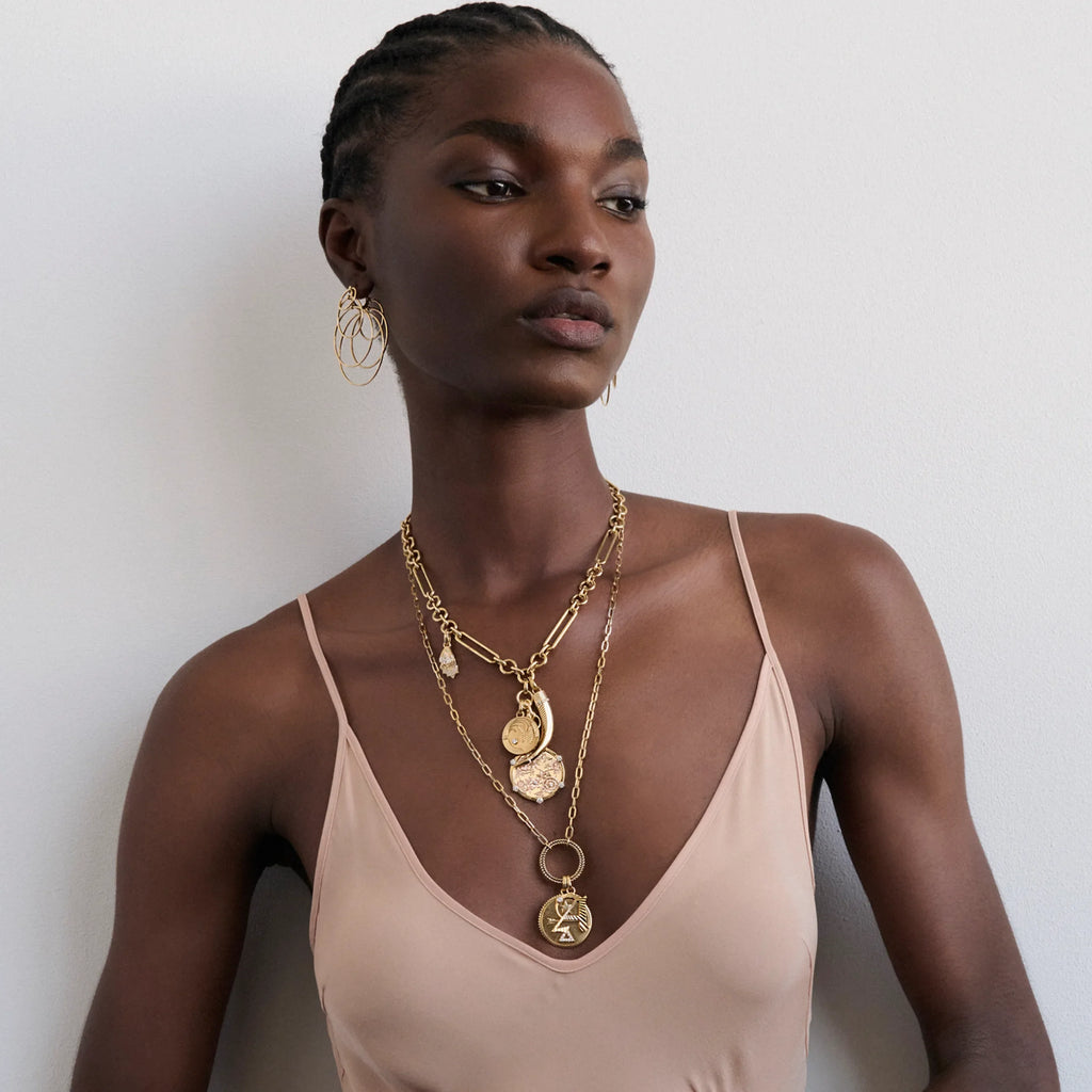 18K Mixed Gold Resilience - Infinite Gratitude | Floral Screen and Braided Wheat Midsize Mixed Clip Necklace | Diamonds, Mixed Gold – FoundRae view 4