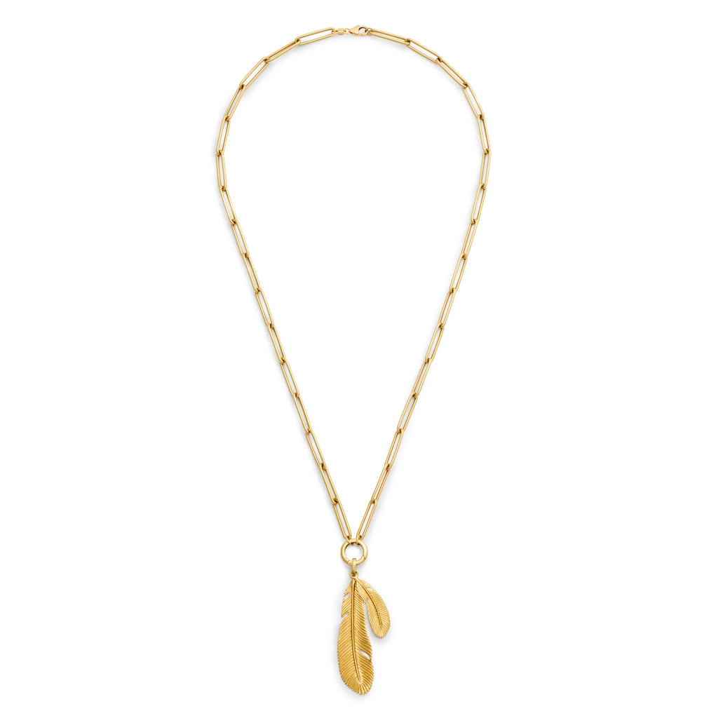 18K Yellow Gold Vivacity | Feather Couplet Large Clip Open Chain | Yellow Gold – FoundRae view 3