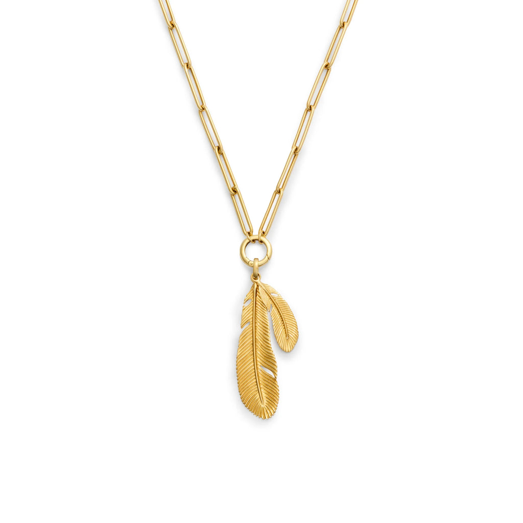 Vivacity | Feather Couplet Large Clip Open Chain | Yellow Gold view 1