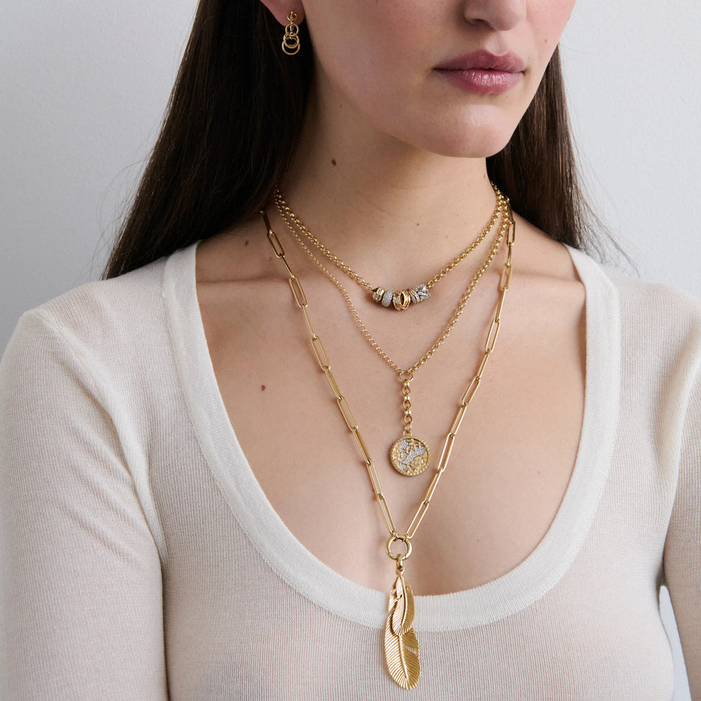 Vivacity | Feather Couplet Large Clip Open Chain | Yellow Gold view 2