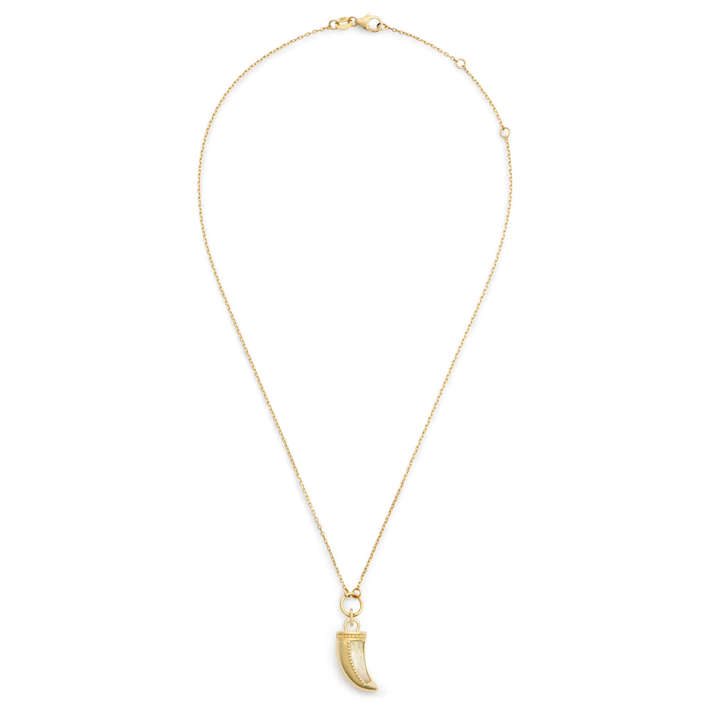 18K Yellow Gold Protection | Gemstone La Loba Claw Thread Necklace | Green Prasiolite, Yellow Gold – FoundRae view 3