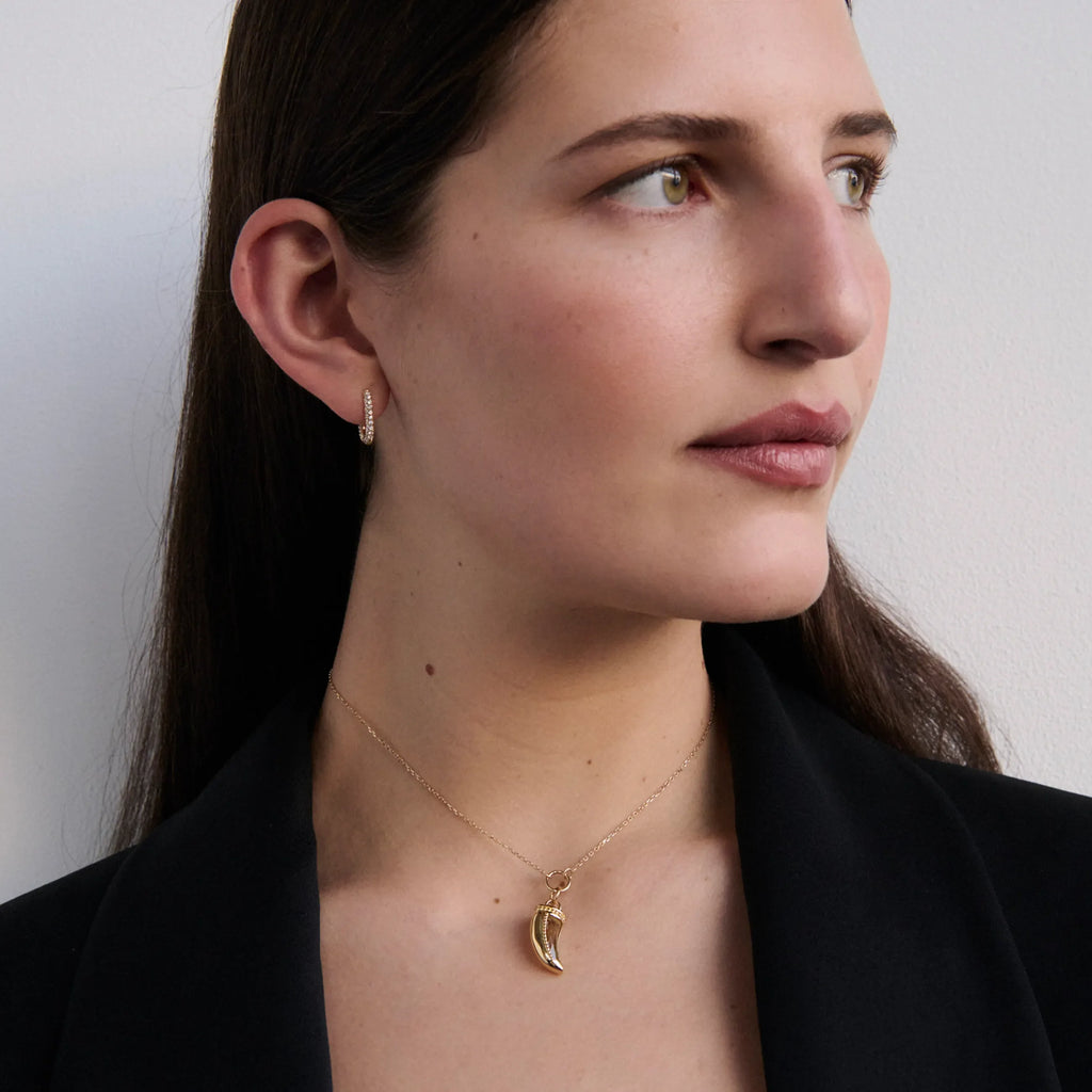 Protection | Gemstone La Loba Claw Thread Necklace | Green Prasiolite, Yellow Gold view 2