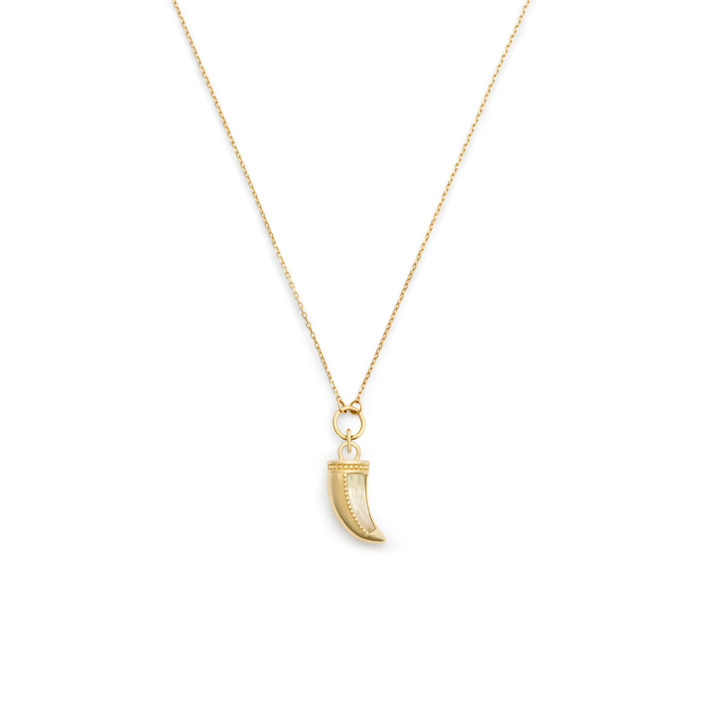 Protection | Gemstone La Loba Claw Thread Necklace | Green Prasiolite, Yellow Gold view 1