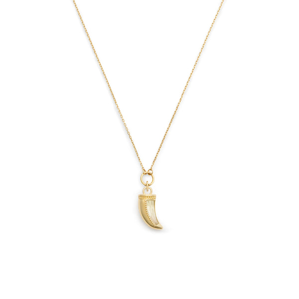 Protection | Gemstone La Loba Claw Thread Necklace | Green Prasiolite, Yellow Gold