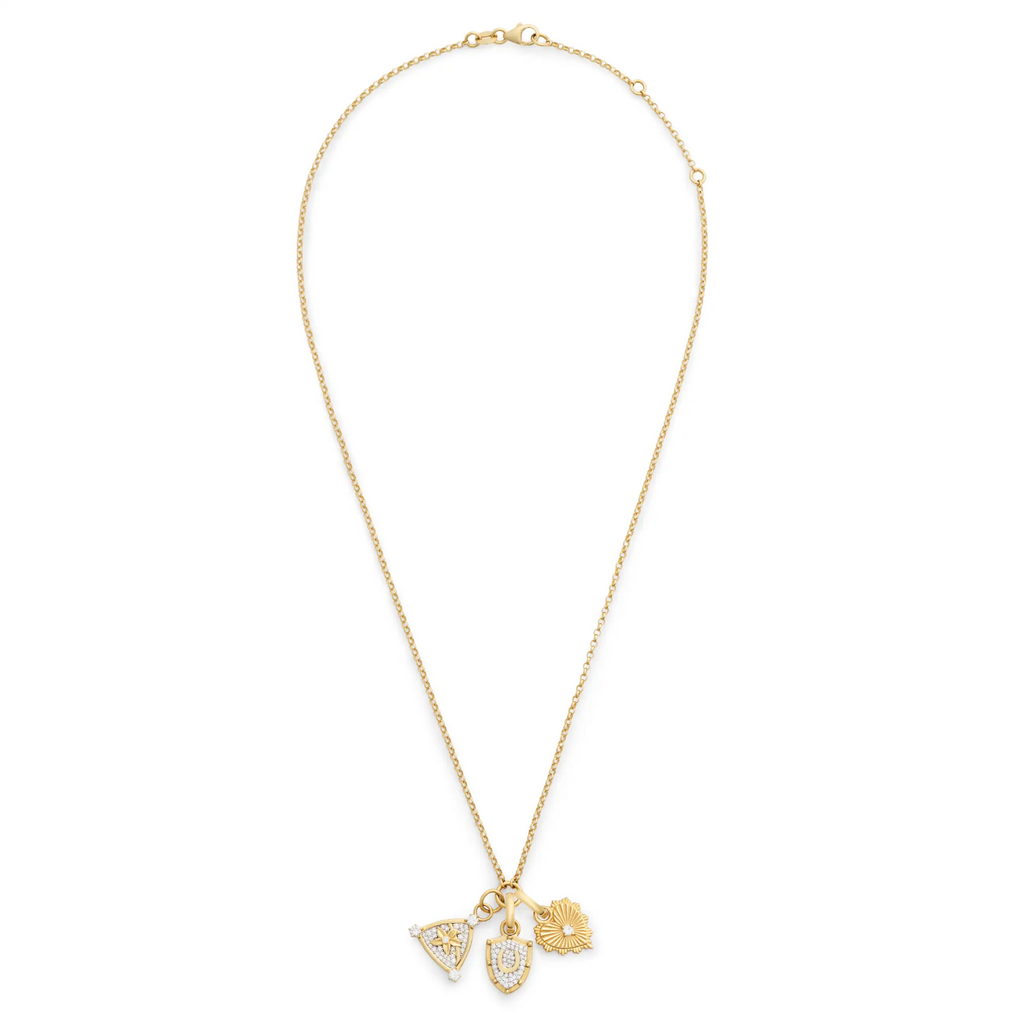 18K Yellow Gold Protection - Resilience | Pavé Horseshoe and Blossom Fine Belcher Necklace | Diamonds, Yellow Gold – FoundRae view 3