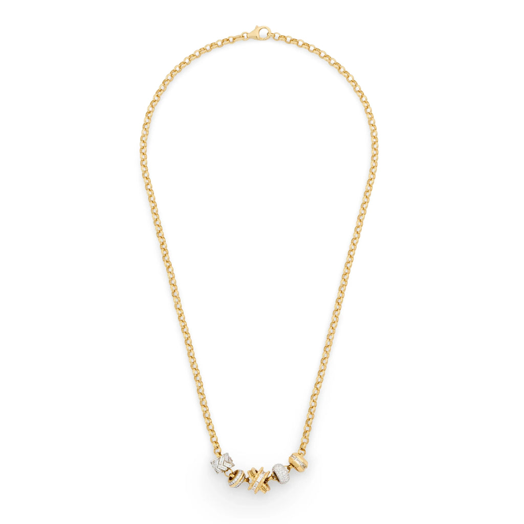18K Mixed Gold True Love | Lovestruck Pierced and Heart Beats Medium Belcher Necklace | Diamonds, Mixed Gold – FoundRae view 3
