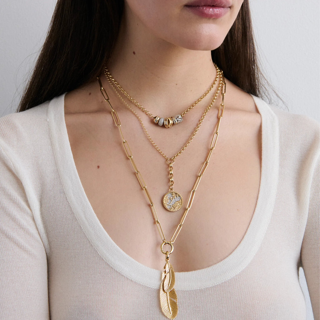True Love | Lovestruck Pierced and Heart Beats Medium Belcher Necklace | Diamonds, Mixed Gold view 2