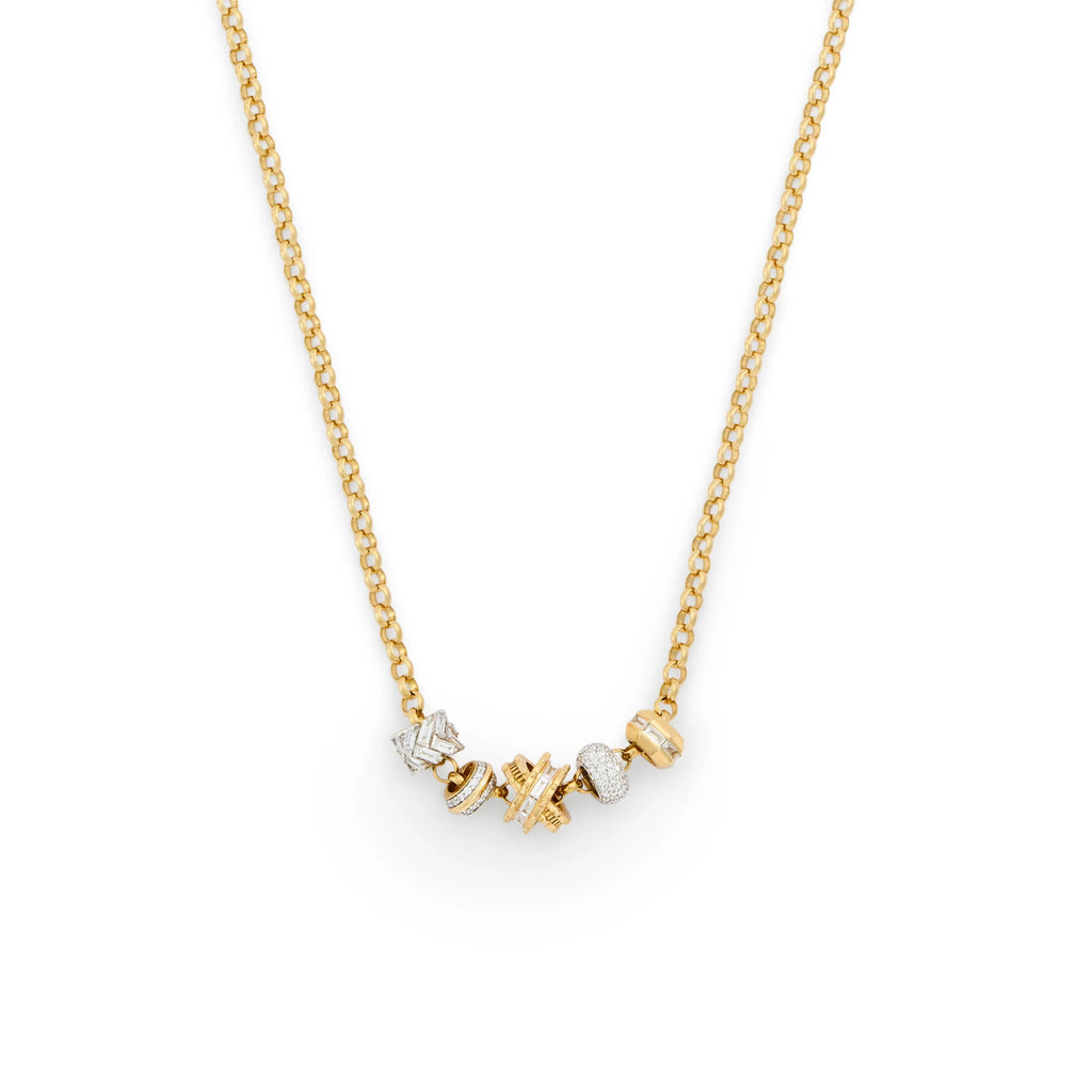 True Love | Lovestruck Pierced and Heart Beats Medium Belcher Necklace | Diamonds, Mixed Gold view 1