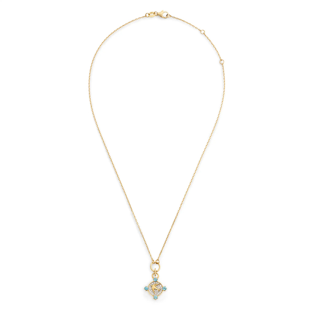 18K Yellow Gold Resilience | Pavé Sparrow Thread Necklace | Diamonds, Swiss Blue Topaz, Yellow Gold – FoundRae view 3