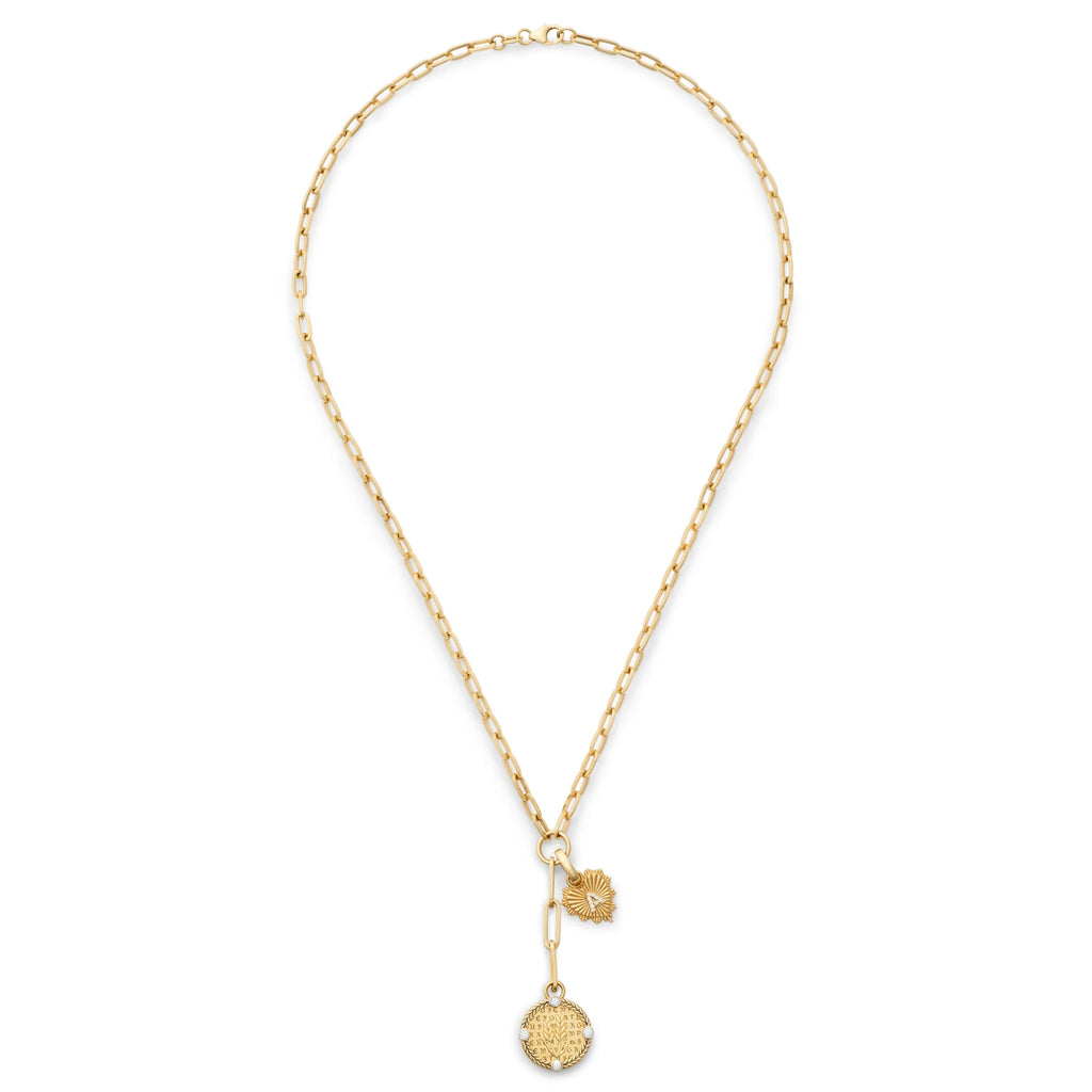 18K Yellow Gold Personalized - Infinite Gratitude | Braided Wheat and Initial Heart Love Token Small Clip Extension Necklace | Diamonds, Yellow Gold – FoundRae view 3