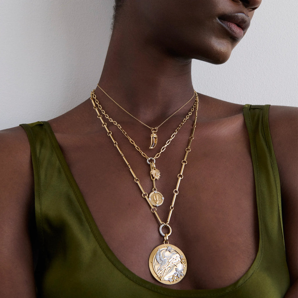 Personalized - Infinite Gratitude | Braided Wheat and Initial Heart Love Token Small Clip Extension Necklace | Diamonds, Yellow Gold view 2