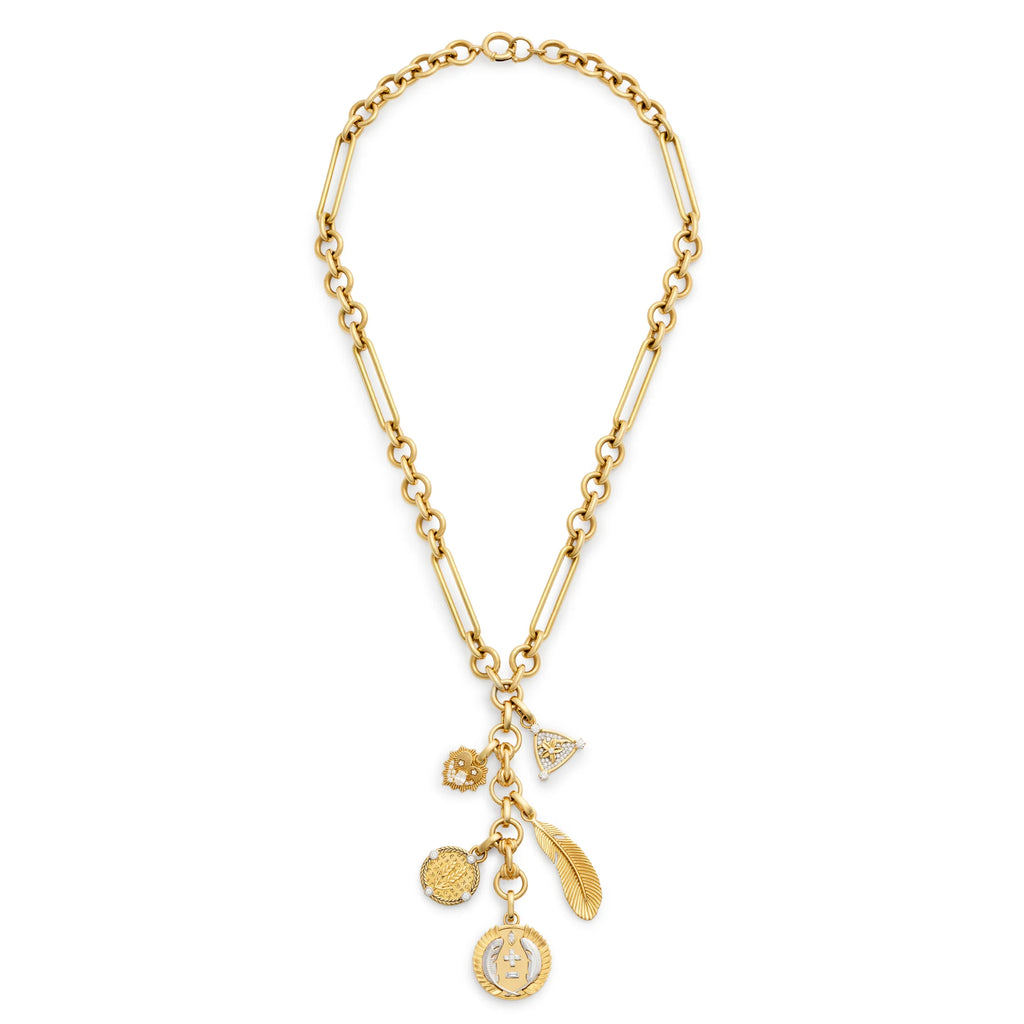 18K Yellow Gold Vivacity - Infinite Gratitude | Ever Growing Love and Braided Wheat Midsize Mixed Clip Necklace | Diamonds, Mixed Gold – FoundRae view 3