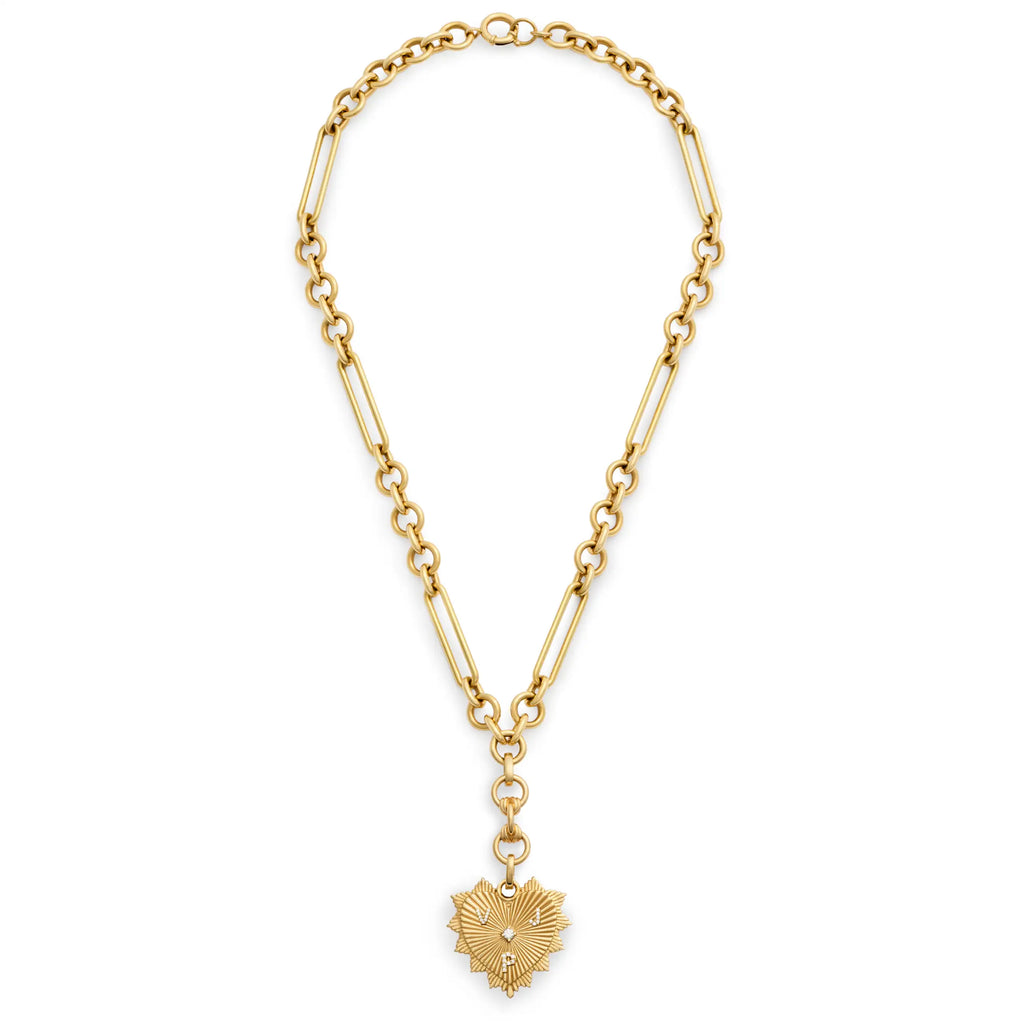18K Yellow Gold Personalized - True Love | Custom Medium Heart Love Token Midsize Mixed Clip Extension Necklace | Diamonds, Yellow Gold – FoundRae view 3
