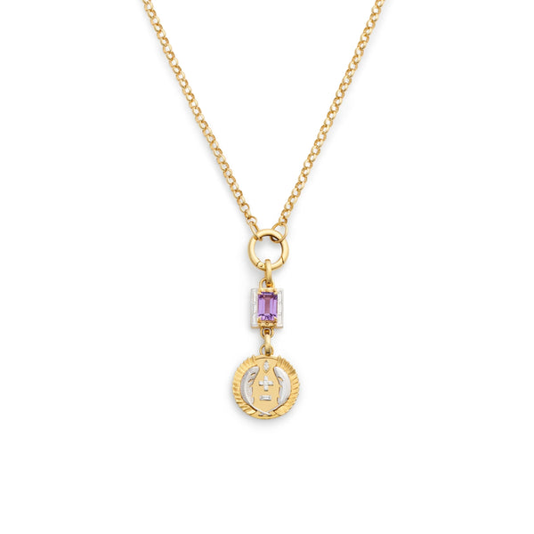 Vivacity - True Love | Ever Growing Love and Lovestruck Pierced Cache Link Medium Belcher Open Chain | Diamonds, Amethyst, Mixed Gold