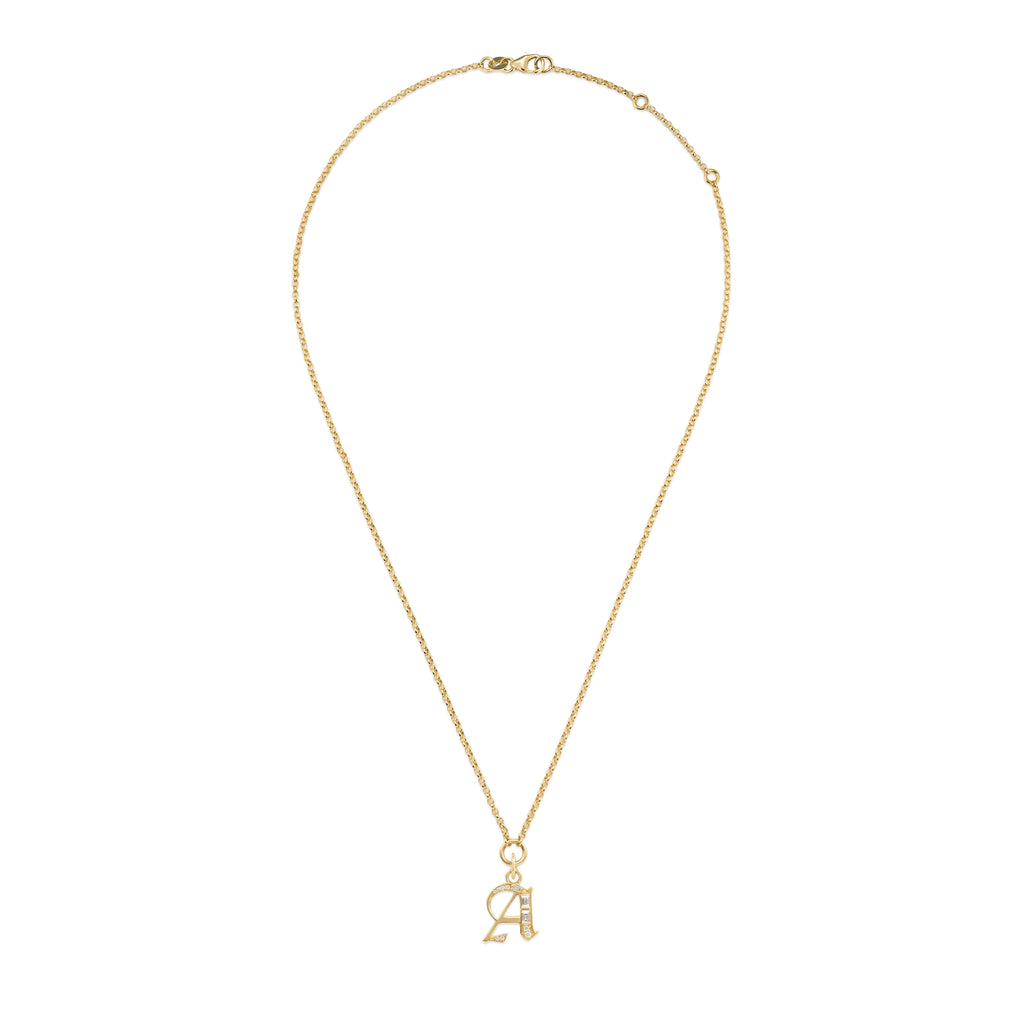 18K Yellow Gold Foundation - Personalized | Diamond Initial Fine Belcher Necklace | Diamonds, Yellow Gold – FoundRae view 3