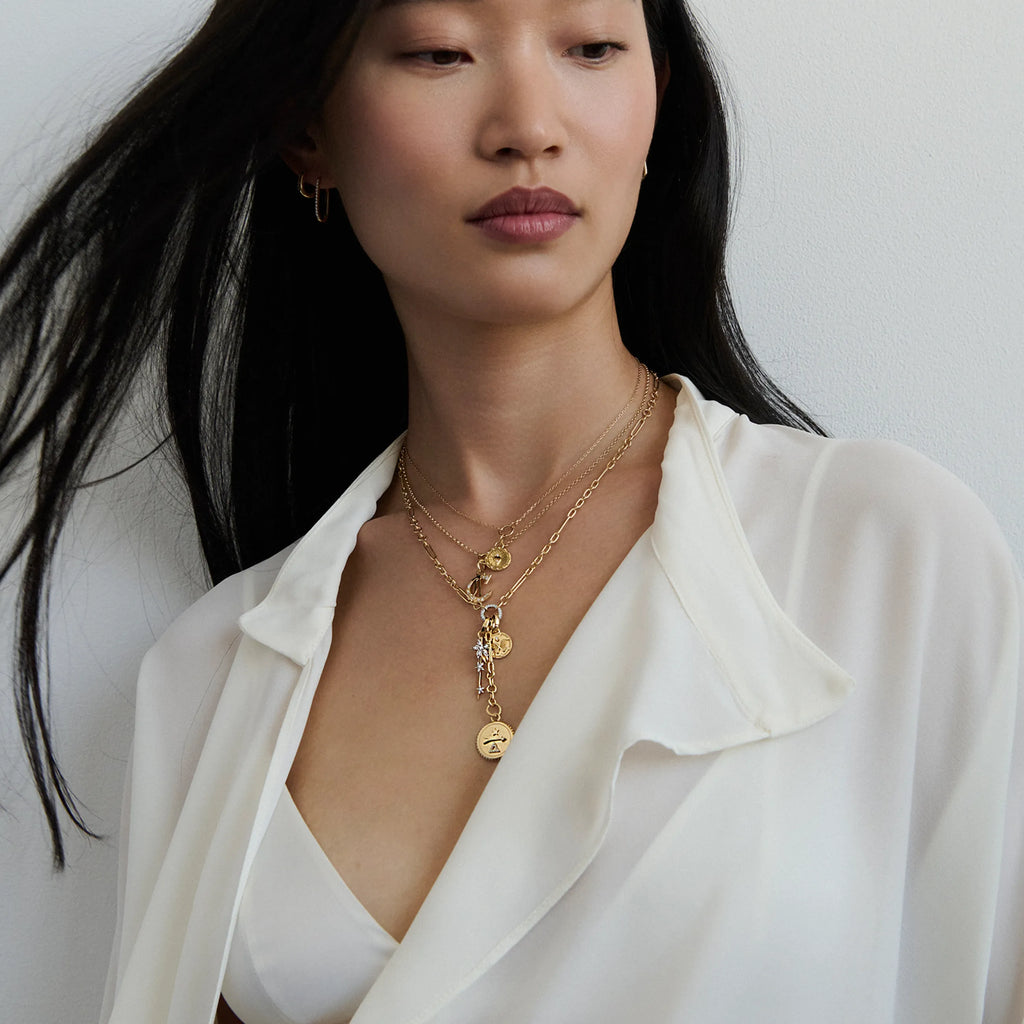 18K Yellow Gold Foundation - Personalized | Diamond Initial Fine Belcher Necklace | Diamonds, Yellow Gold – FoundRae view 4