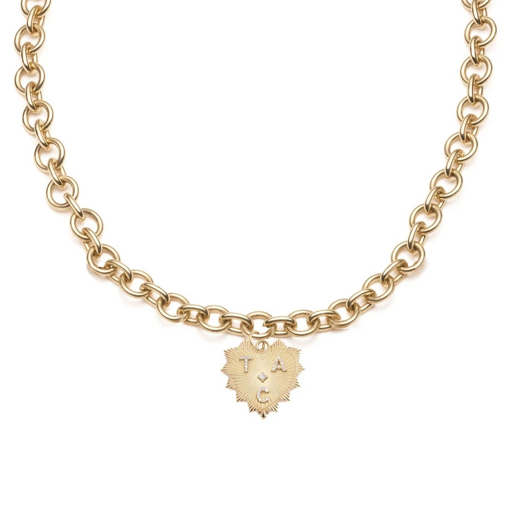 Custom Radiating Heart : Midsized Mixed Link Chain Necklace view 1