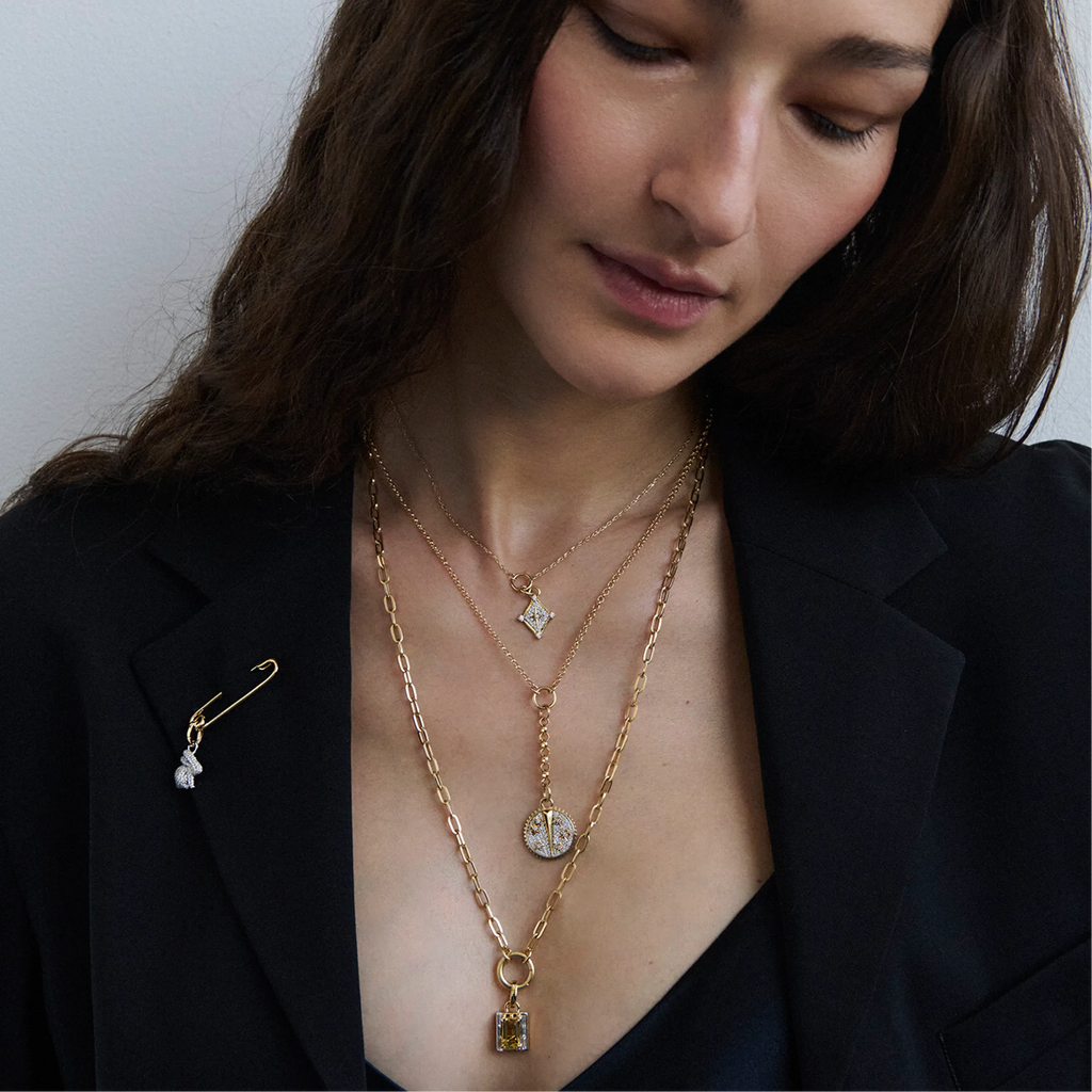 Foundation | Pavé Inner Light Thread Necklace | Diamonds, Yellow Gold view 2