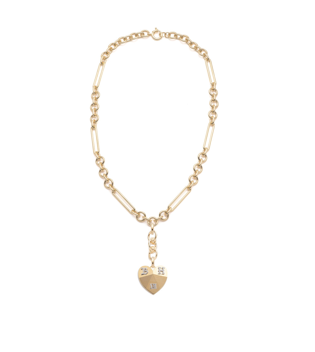 18K Yellow Gold Ever Growing - Love : Custom Facets of Love Midsize Mixed Clip Necklace with Knot Extension – FoundRae