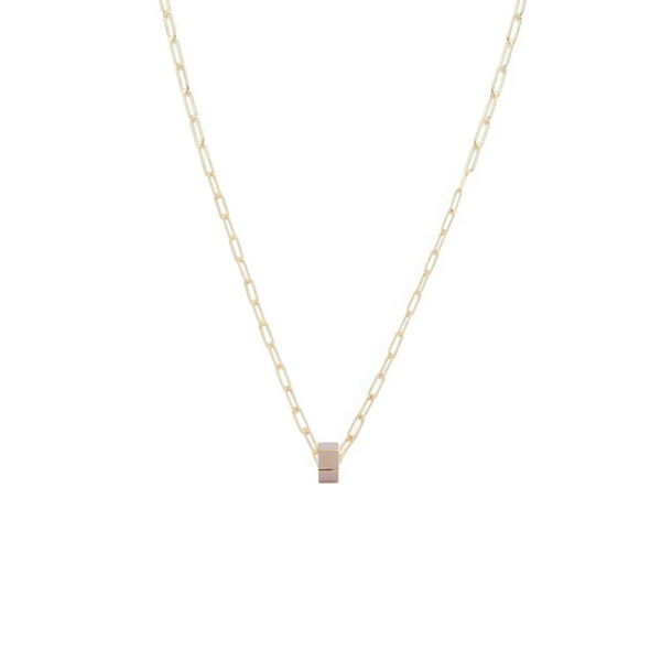 Personalized - True Love | Custom Small Ceramic Faceted Heart Beat Fine Clip Necklace | Blush Ceramic, Yellow Gold