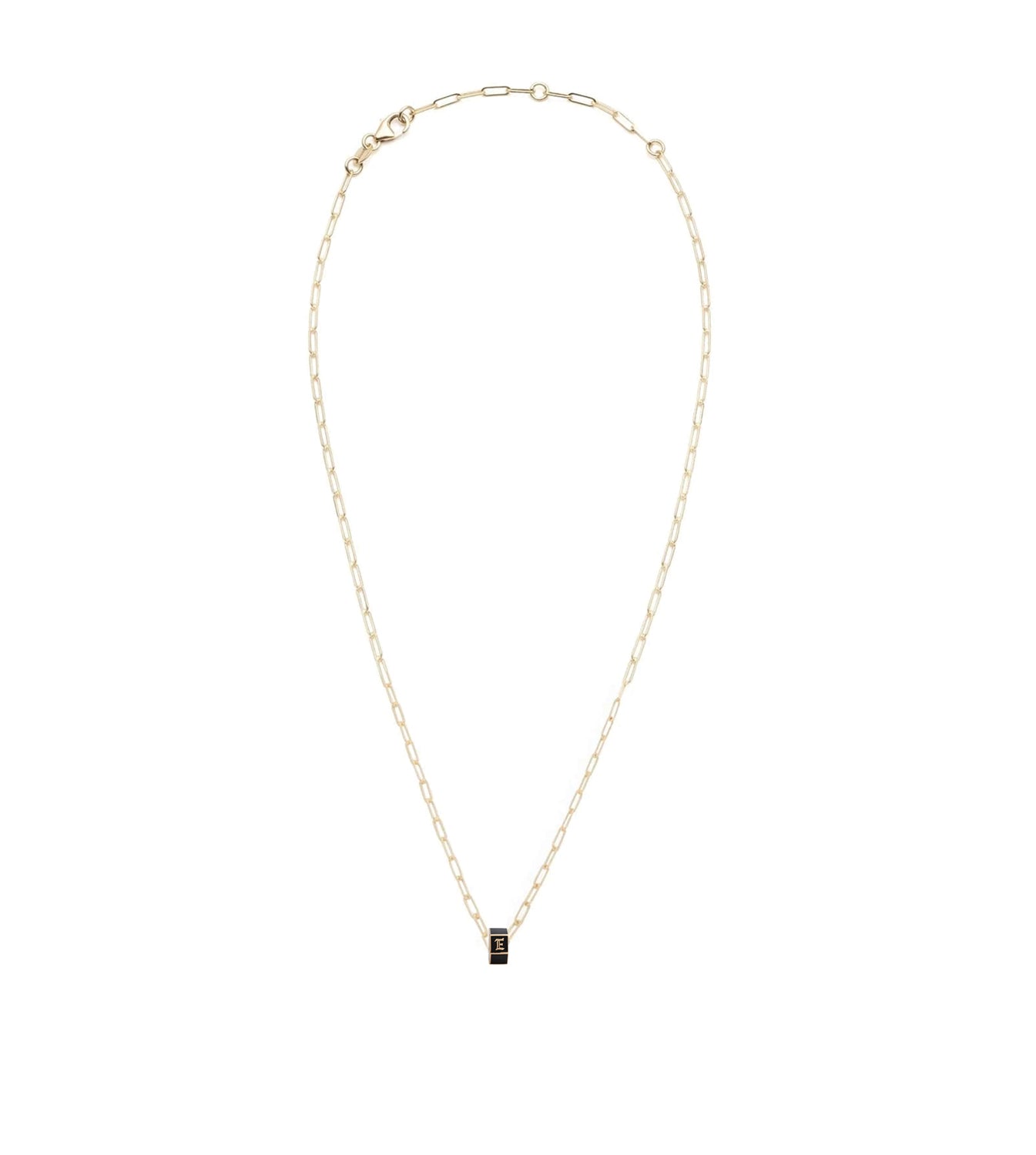 Custom Black Small Faceted Heart Beat : Super Fine Clip Chain Necklace