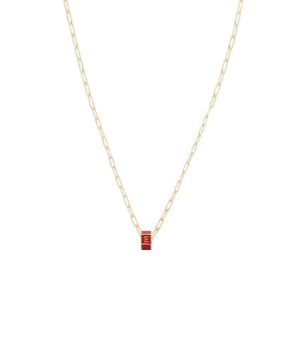 Custom Red Small Faceted Heart Beat : Super Fine Clip Chain Necklace