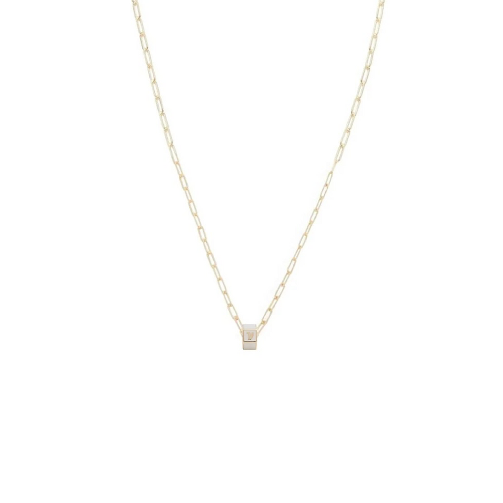 Small Custom Faceted Heart Beat : Super Fine Clip Necklace White view 1