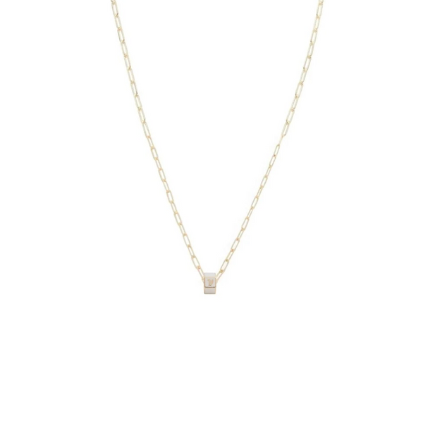 Personalized - True Love | Custom Small Ceramic Faceted Heart Beat Fine Clip Necklace | White Ceramic, Yellow Gold