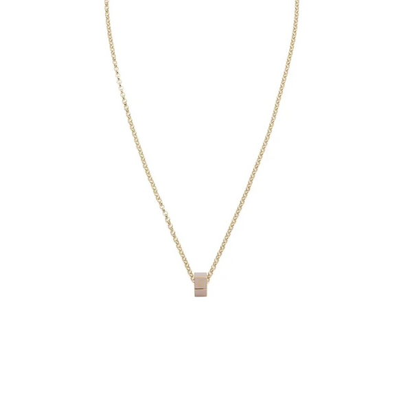 Personalized - True Love | Custom Medium Ceramic Faceted Heart Beat Belcher Necklace | Blush Ceramic, Yellow Gold