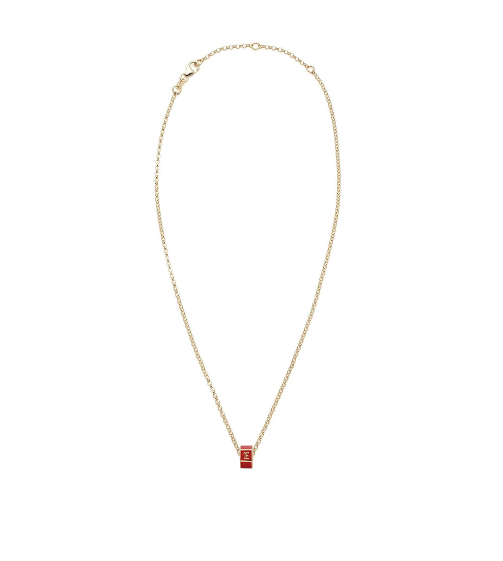 18K Yellow Gold Custom Red Medium Faceted Heart Beat : Fine Belcher Necklace – FoundRae