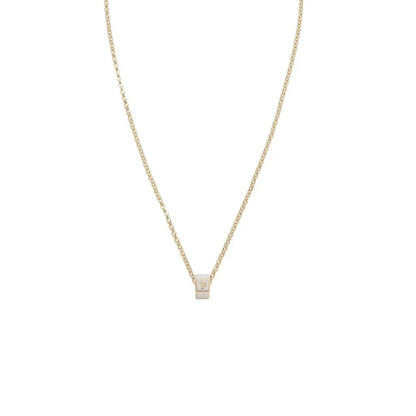 Personalized - True Love | Custom Medium Ceramic Faceted Heart Beat Belcher Necklace | White Ceramic, Yellow Gold