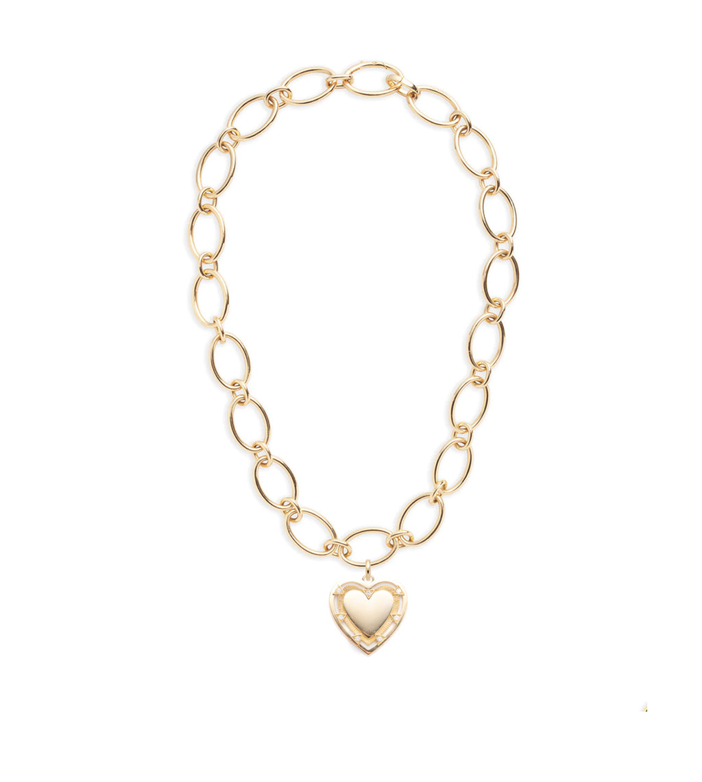 18K Yellow Gold Heart Token - Love : Oval Link Chain Necklace – FoundRae