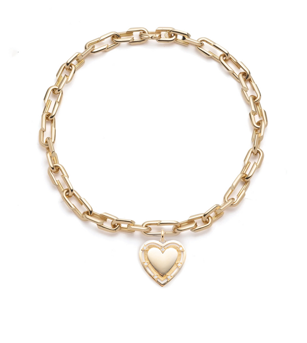 18K Yellow Gold Heart Token - Love : Medium Strong Heart Chain Necklace – FoundRae