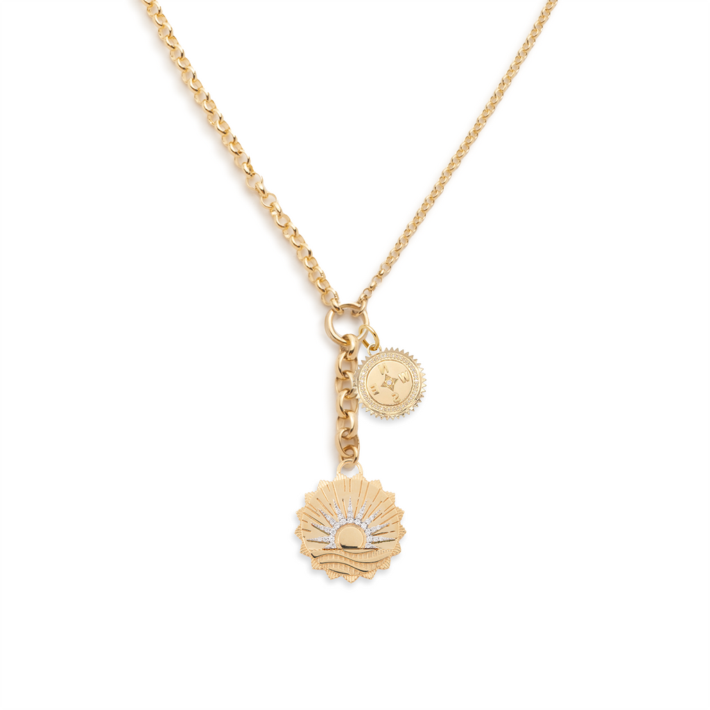 New Beginnings & Internal Compass : Medium Mixed Belcher Extension Chain Necklace view 1