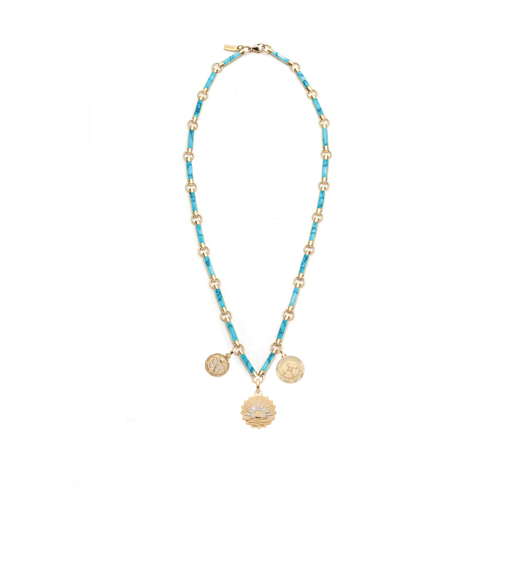 18K Yellow Gold New Beginnings, Internal Compass & Resilience : Element Chain Necklace Turquoise – FoundRae