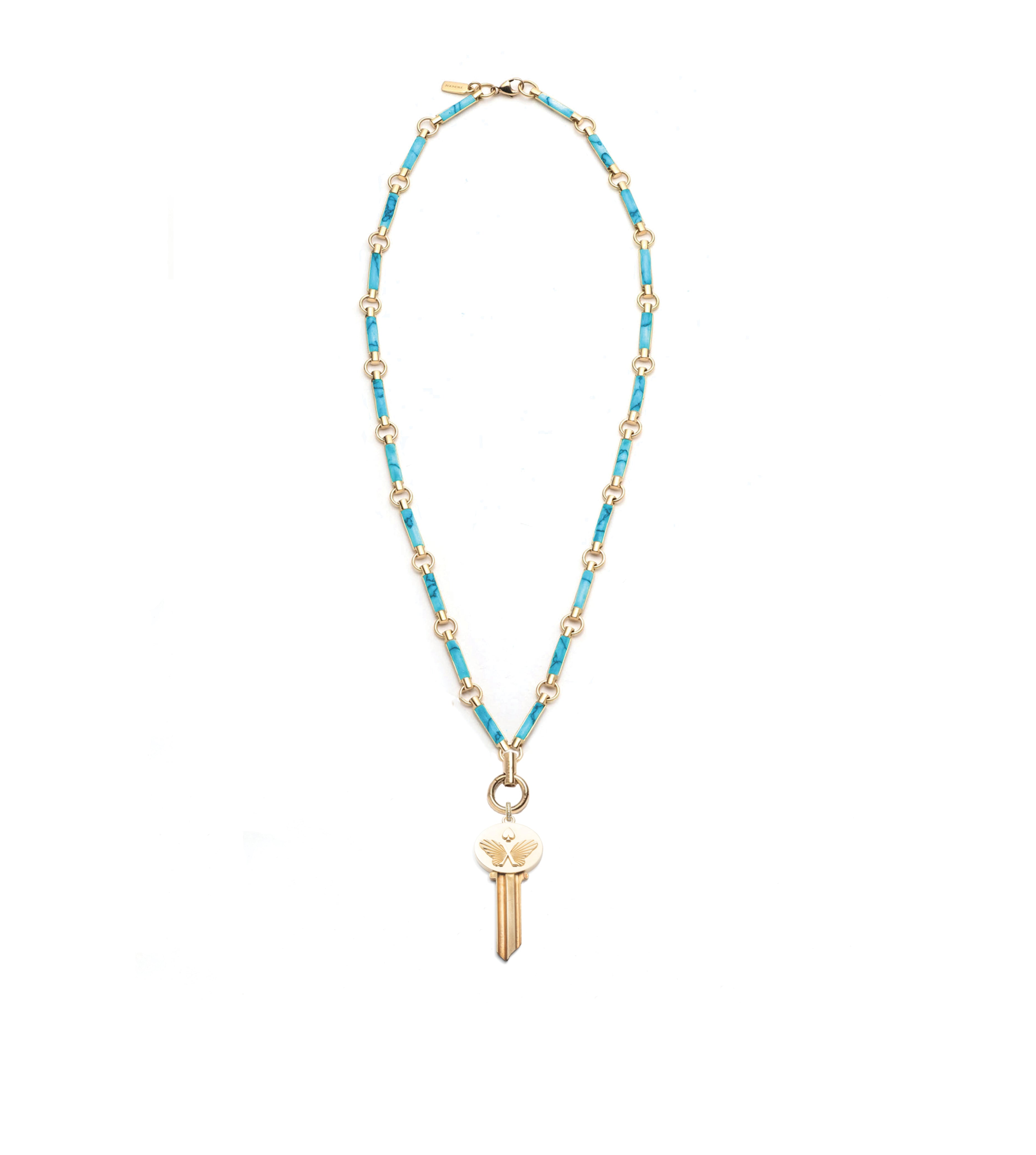 Reverie : Key Element Chain Turquoise Clockweight Necklace