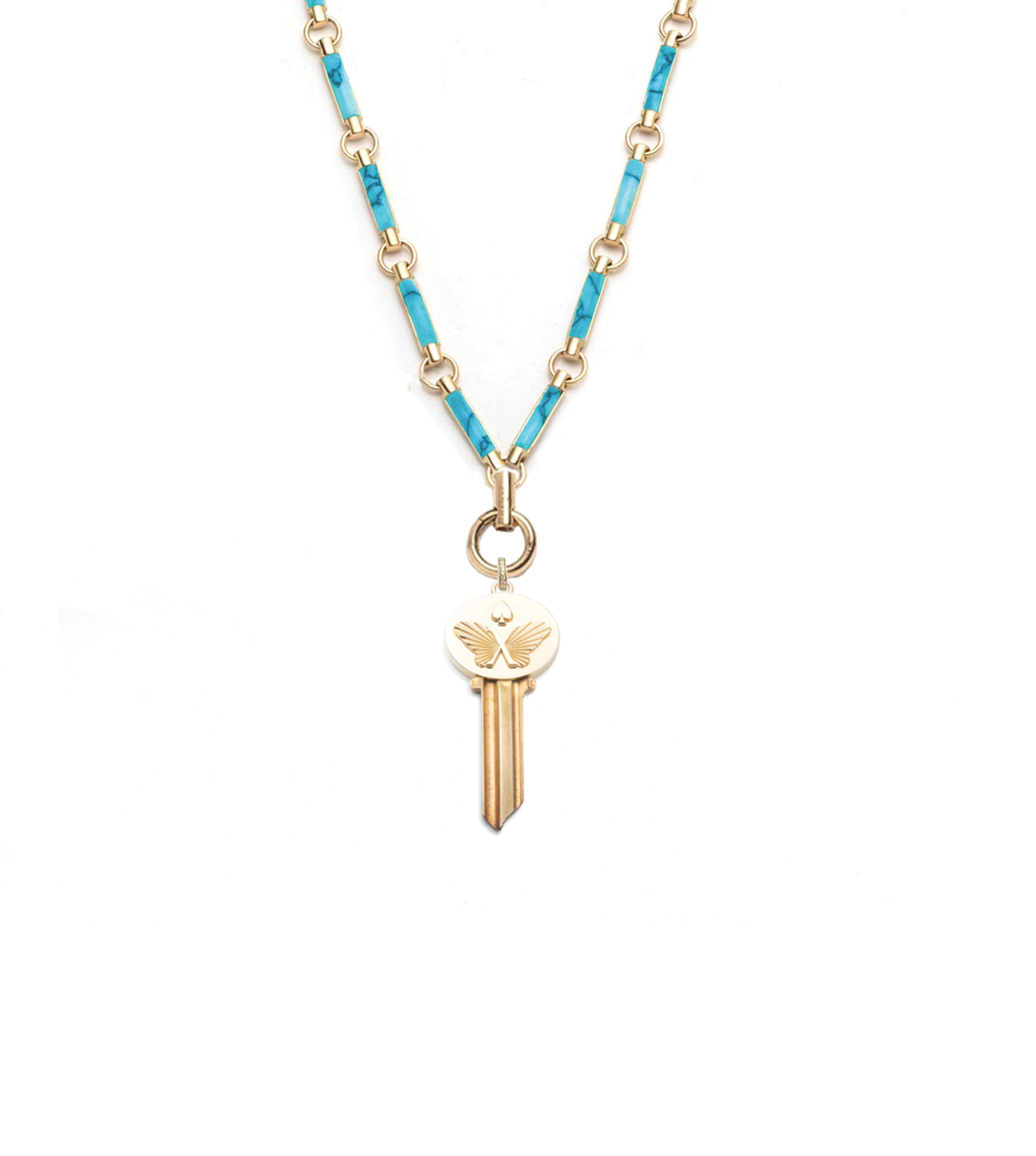 Reverie : Key Element Chain Turquoise Clockweight Necklace