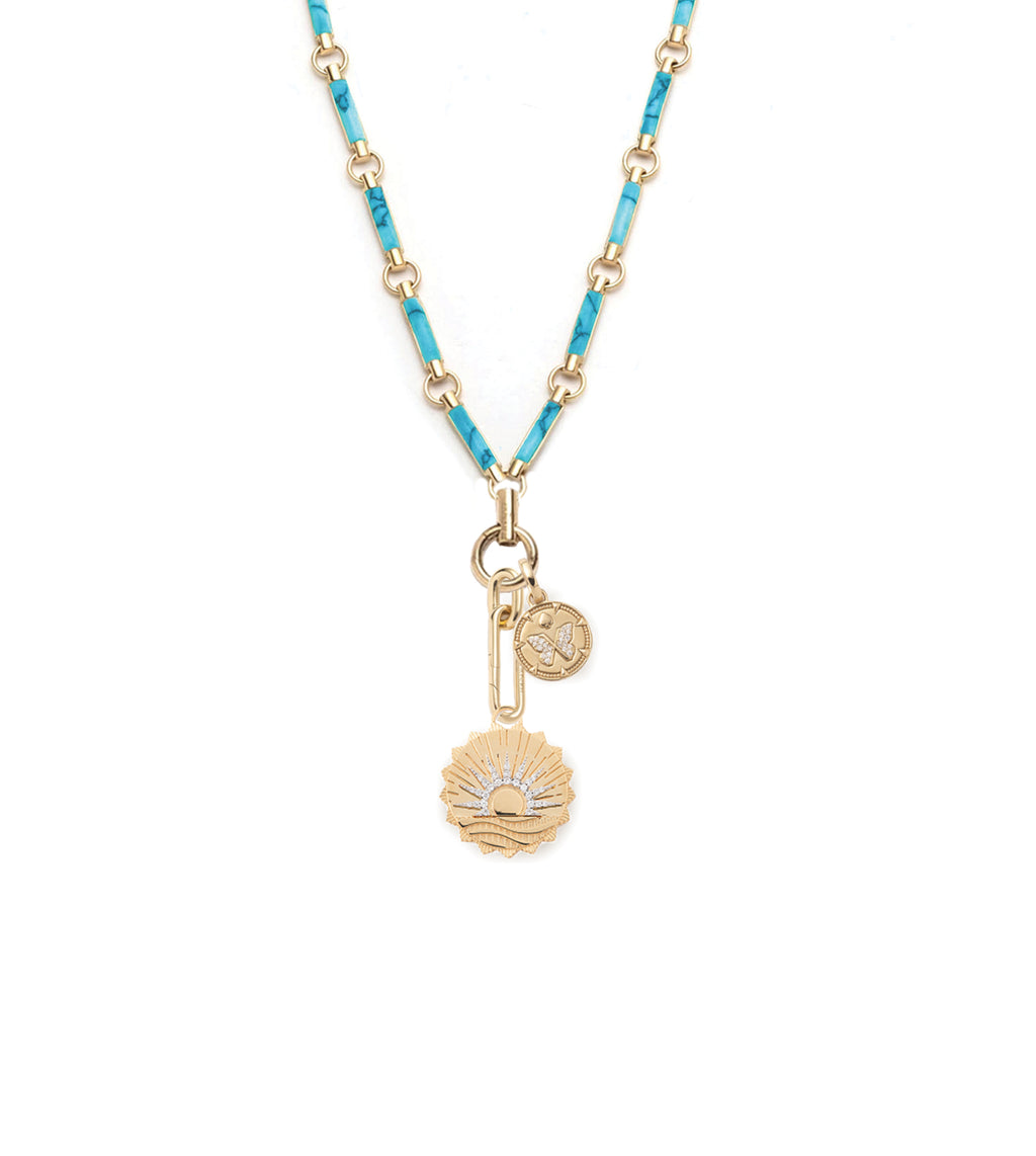 18K Yellow Gold New Beginnings & Reverie : Drop Element Chain Necklace Turquoise – FoundRae