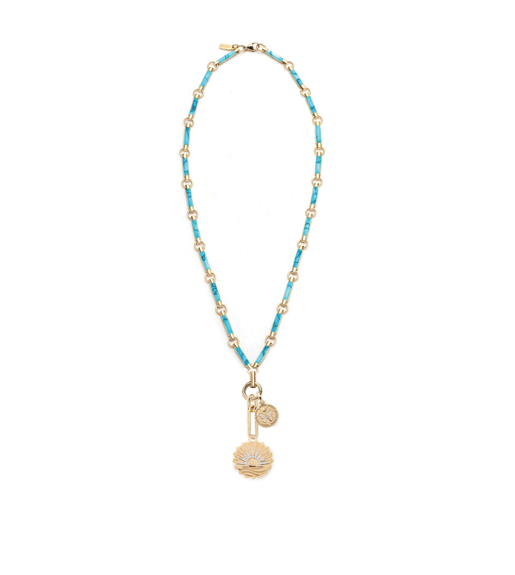 18K Yellow Gold New Beginnings & Reverie : Drop Element Chain Necklace Turquoise – FoundRae